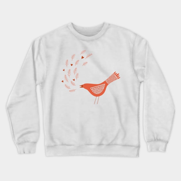 Scandinavian Bird With Hearts Crewneck Sweatshirt by NicSquirrell